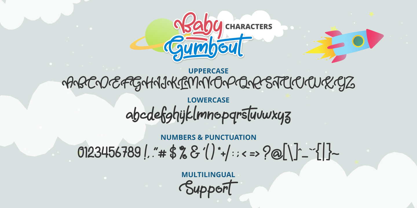Beispiel einer Baby Gumbout Regular-Schriftart